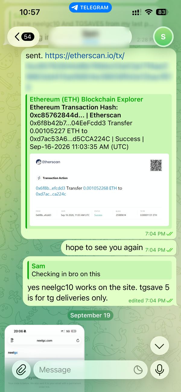 Paid in ETH, confirmed on Etherscan